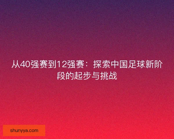从40强赛到12强赛：探索中国足球新阶段的起步与挑战